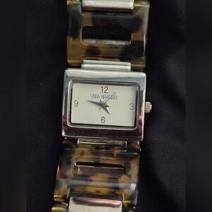 ​Vera Bradley Tortoise Shell Link Watch Rectangular Silver Face Vintage